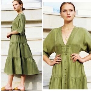 NWOT SANCIA Lea Midi Dress - Melon Green, S